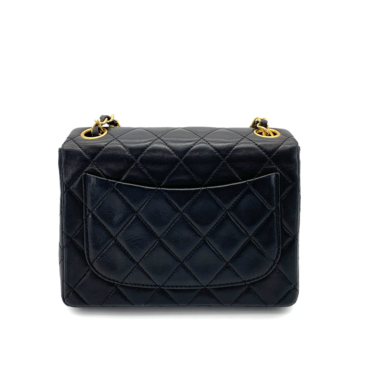 CHANEL VINTAGE MINI SQUARE 17 CHAIN SHOULDER BAG BLACK LAMB SKIN 90253639