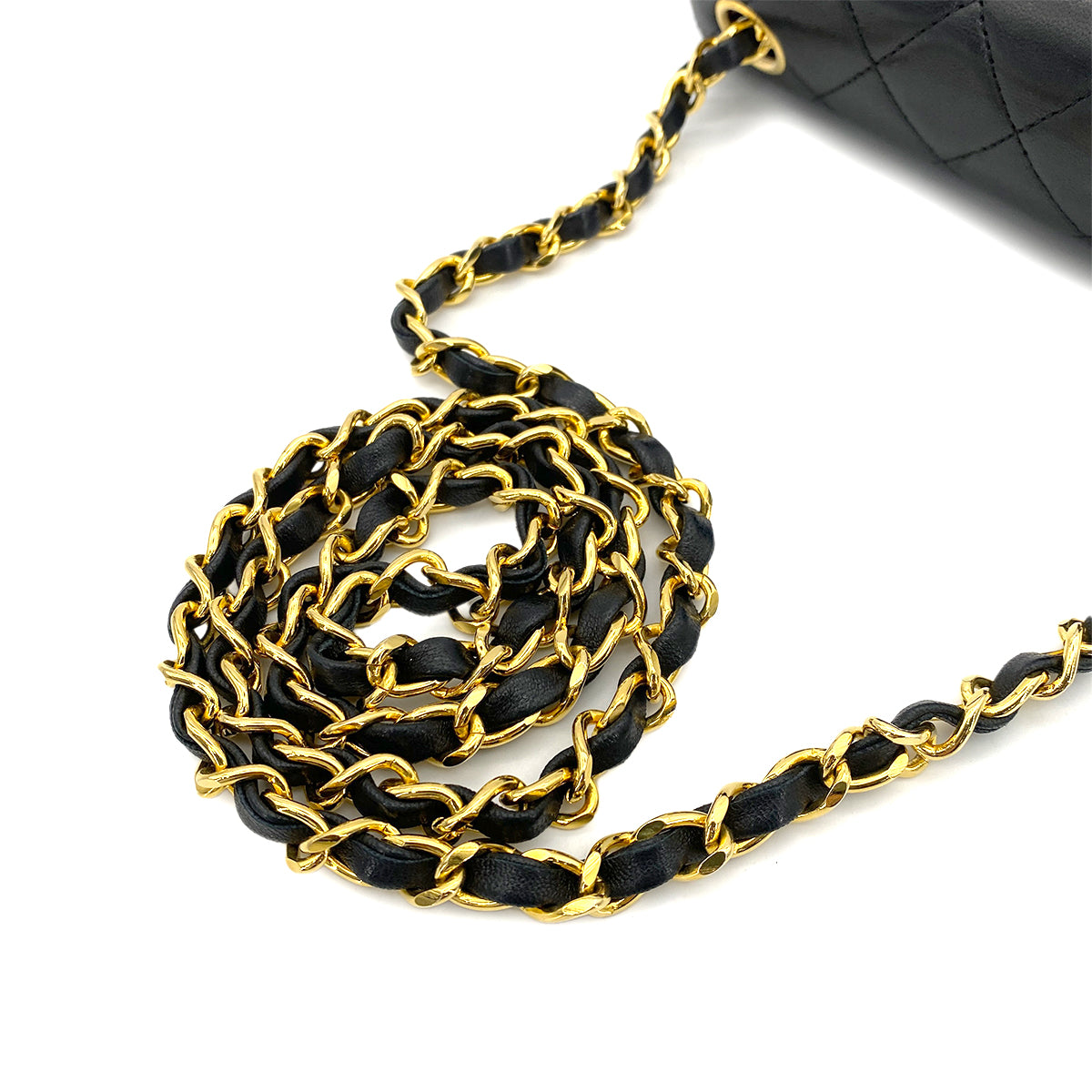 CHANEL VINTAGE MINI SQUARE 17 CHAIN SHOULDER BAG BLACK LAMB SKIN 90253639