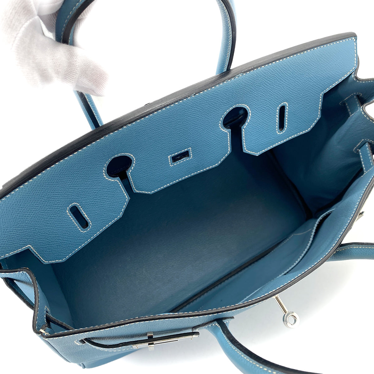 HERMES BIRKIN 35 BLUE JEAN EPSOM HAND BAG □K SHW 90253873