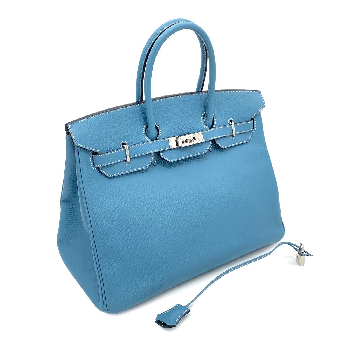 HERMES BIRKIN 35 BLUE JEAN EPSOM HAND BAG □K SHW 90253873
