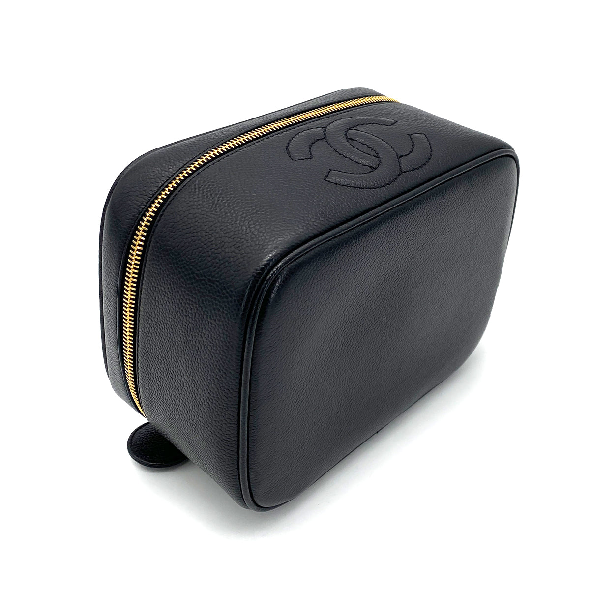 CHANEL VINTAGE VANITY HAND BAG BLACK CAVIAR SKIN 90253874