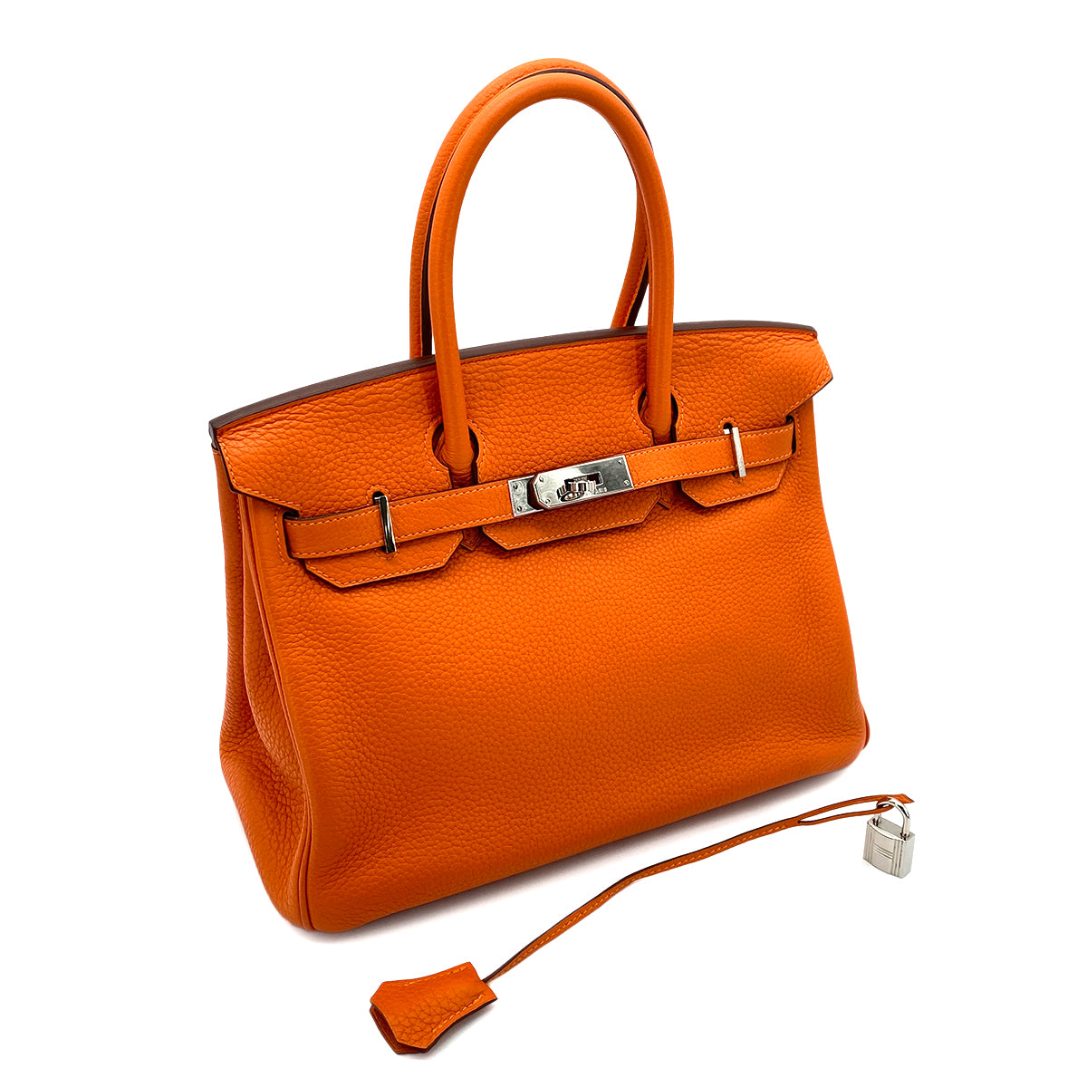 HERMES BIRKIN 30 ORANGE POPPY TAURILLON CLEMENCE HAND BAG □N SHW 90253877