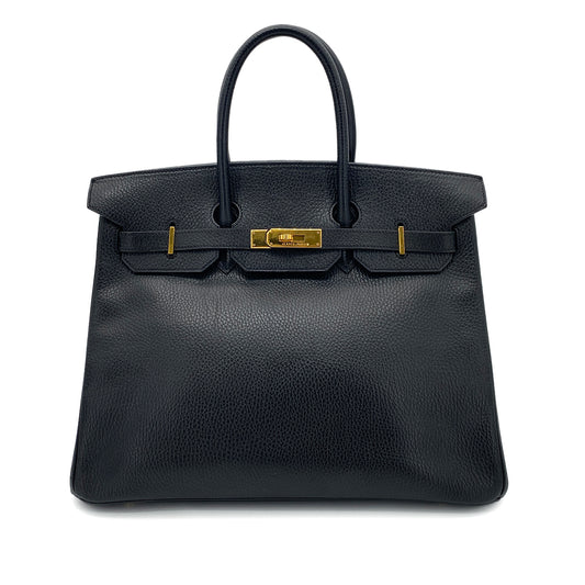 HERMES BIRKIN 35 BLACK ARDENNES HAND BAG □B GHW 90253878