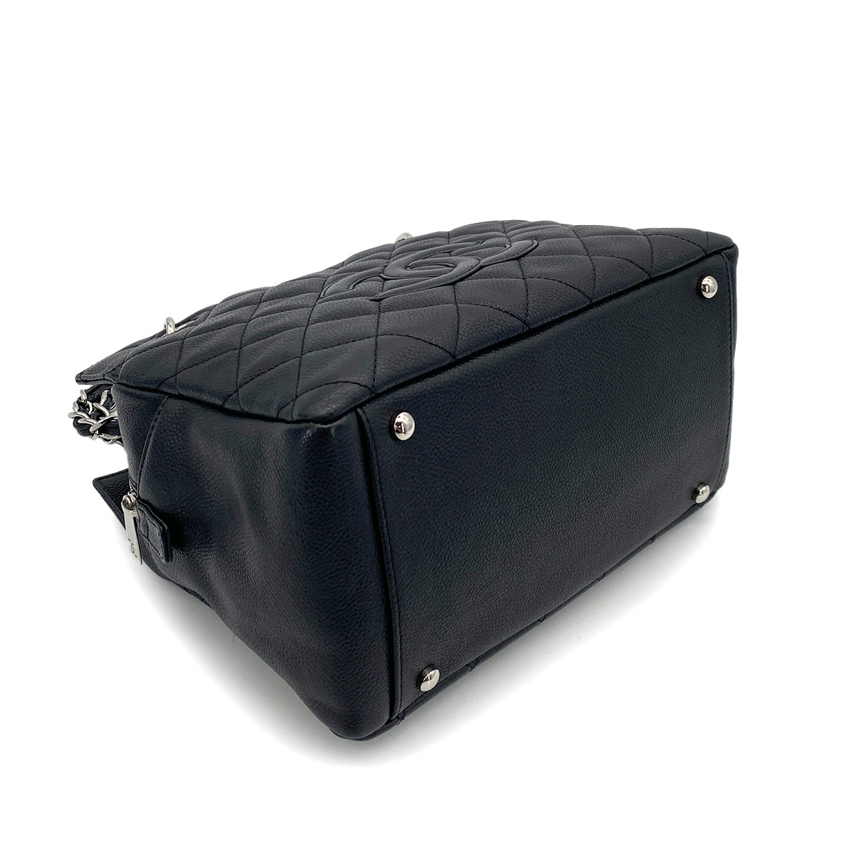 CHANEL VINTAGE MATELASSE CHAIN TOTE BAG BLACK CAVIAR SKIN SHW 90254597