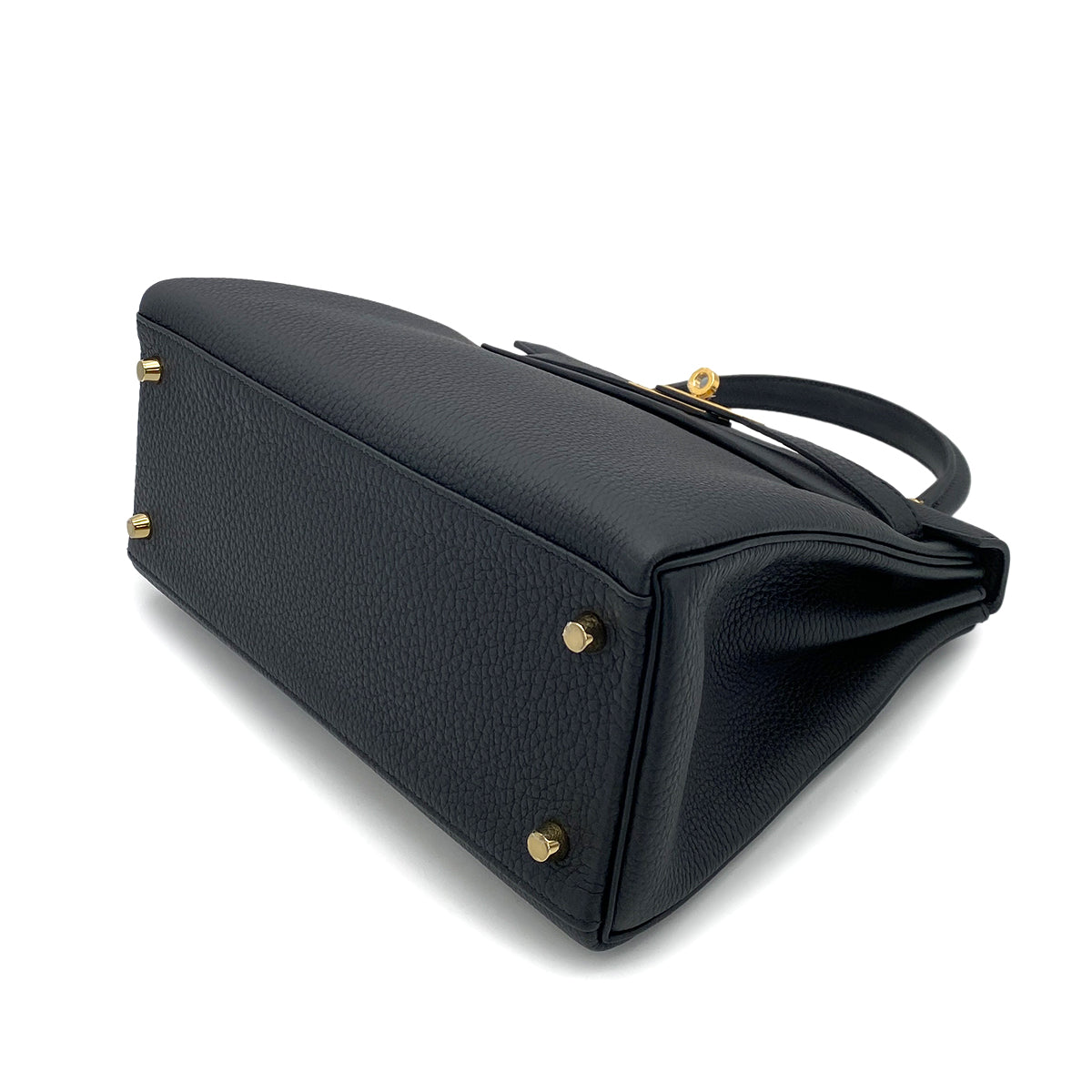 HERMES KELLY 28 RETOURNE BLACK TOGO HAND SHOULDER BAG W GHW 90254602