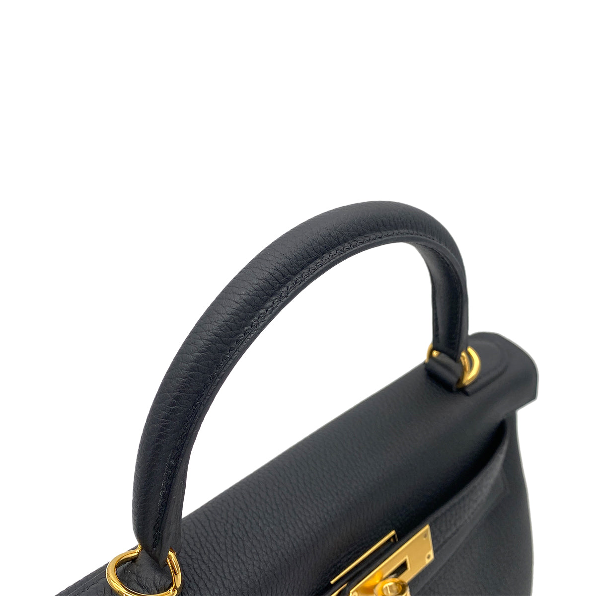 HERMES KELLY 28 RETOURNE BLACK TOGO HAND SHOULDER BAG W GHW 90254602