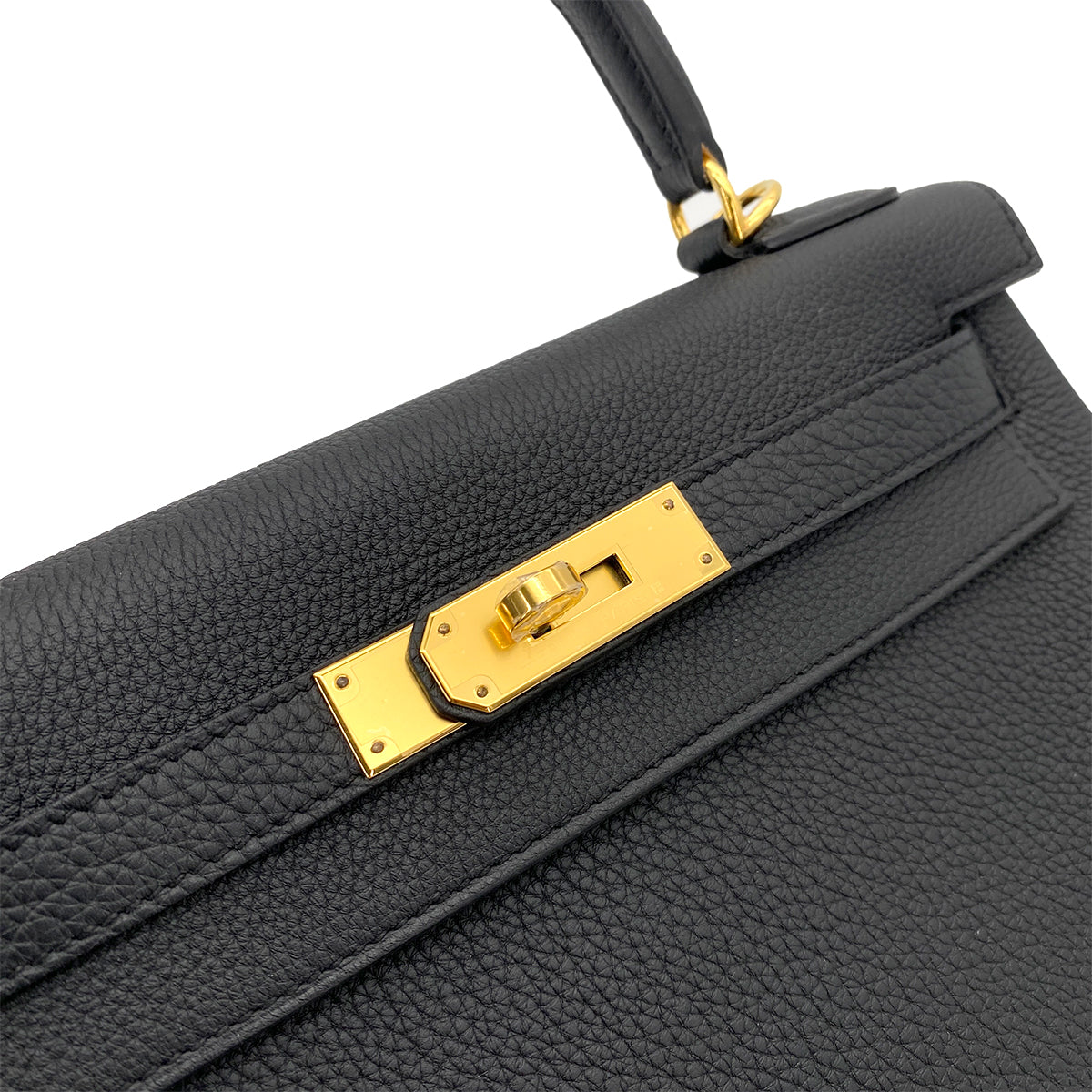 HERMES KELLY 28 RETOURNE BLACK TOGO HAND SHOULDER BAG W GHW 90254602