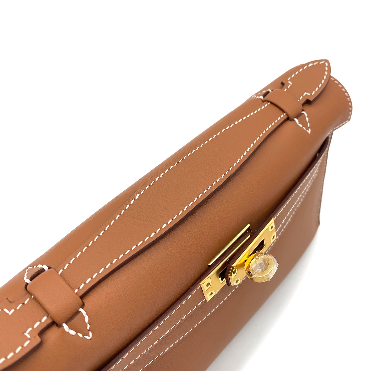 HERMES POCHETTE KELLY SELLIER GOLD SWIFT HAND BAG B GHW 90254603