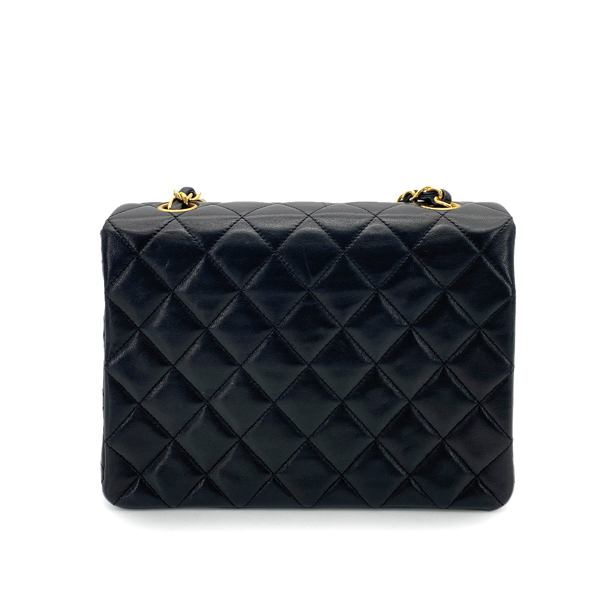 CHANEL VINTAGE MINI SQUARE 20 CHAIN SHOULDER BAG BLACK LAMB SKIN 90254613