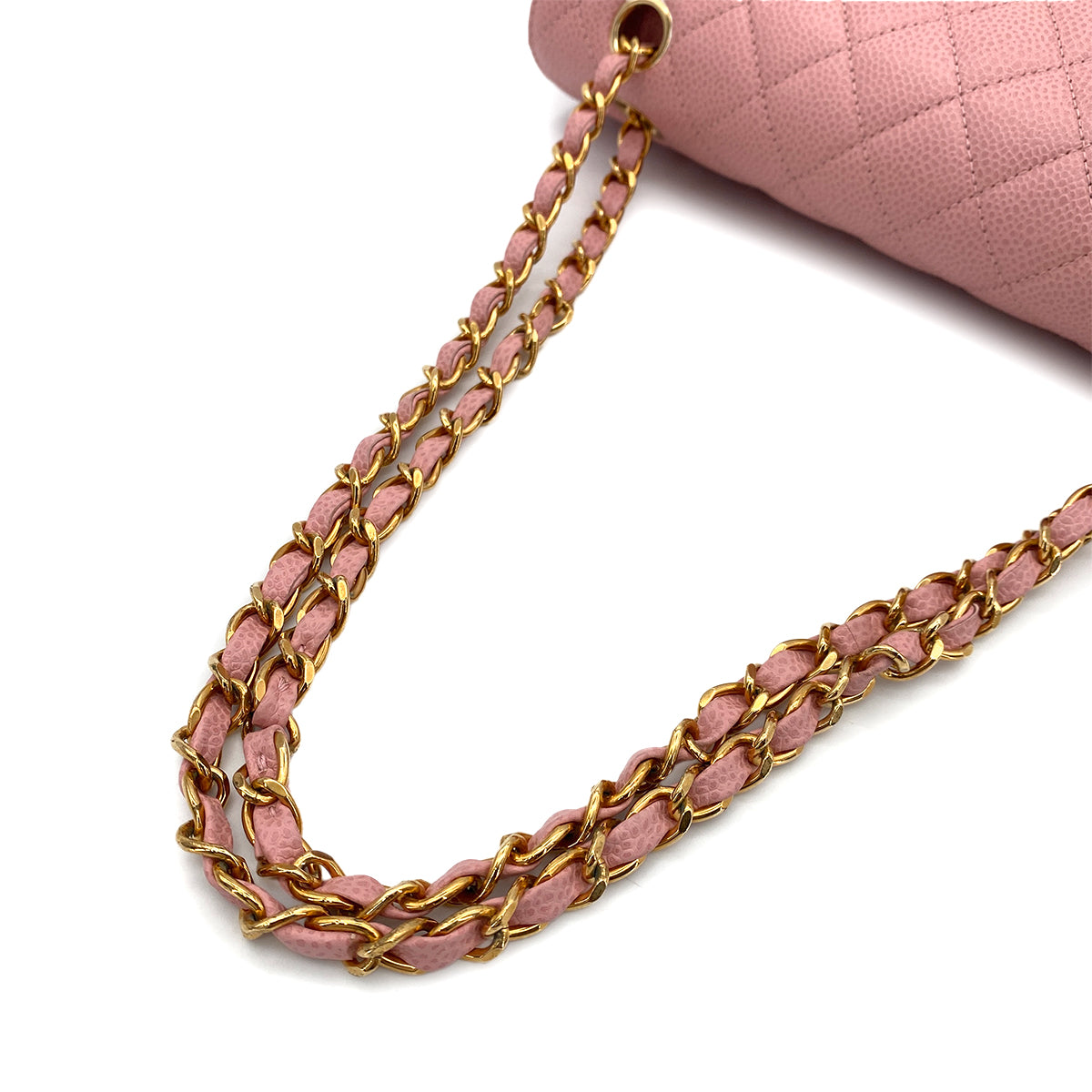 CHANEL VINTAGE CLASSIC FLAP MEDIUM CHAIN SHOULDER BAG PINK CAVIAR SKIN 90254614