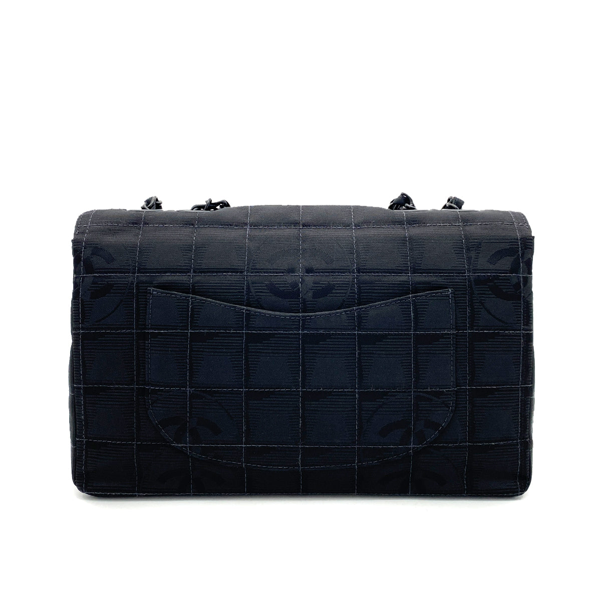 CHANEL VINTAGE NEW TRAVEL LINE CHAIN SHOULDER BAG BLACK CANVAS 90254615