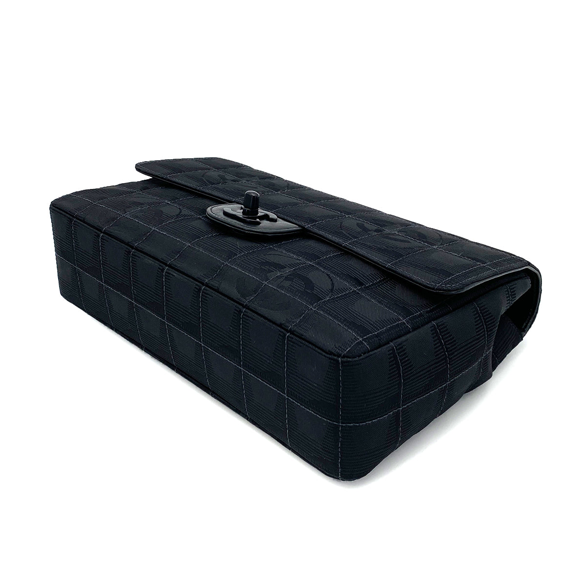 CHANEL VINTAGE NEW TRAVEL LINE CHAIN SHOULDER BAG BLACK CANVAS 90254615