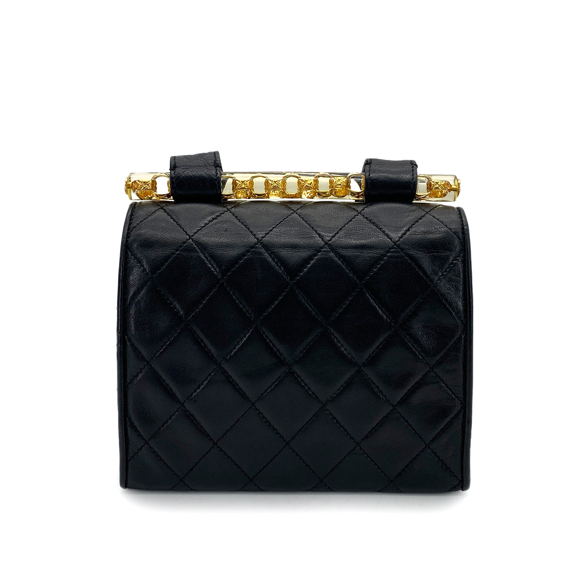 CHANEL VINTAGE MATELASSE SHOULDER BAG BLACK LAMB SKIN 90254619