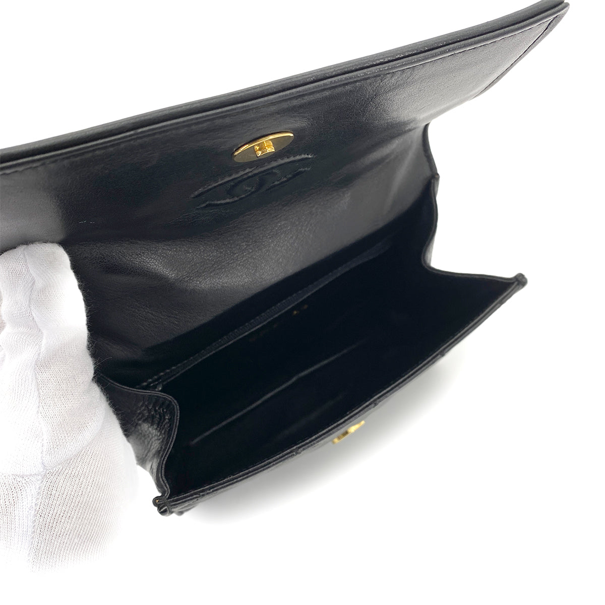 CHANEL VINTAGE MATELASSE SHOULDER BAG BLACK LAMB SKIN 90254619