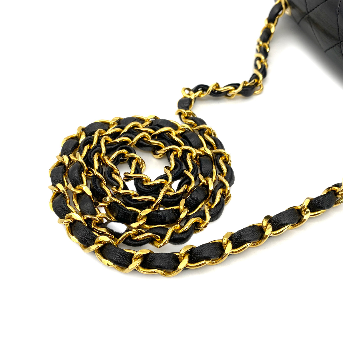 CHANEL VINTAGE MINI SQUARE 17 CHAIN SHOULDER BAG BLACK LAMB SKIN 90254624