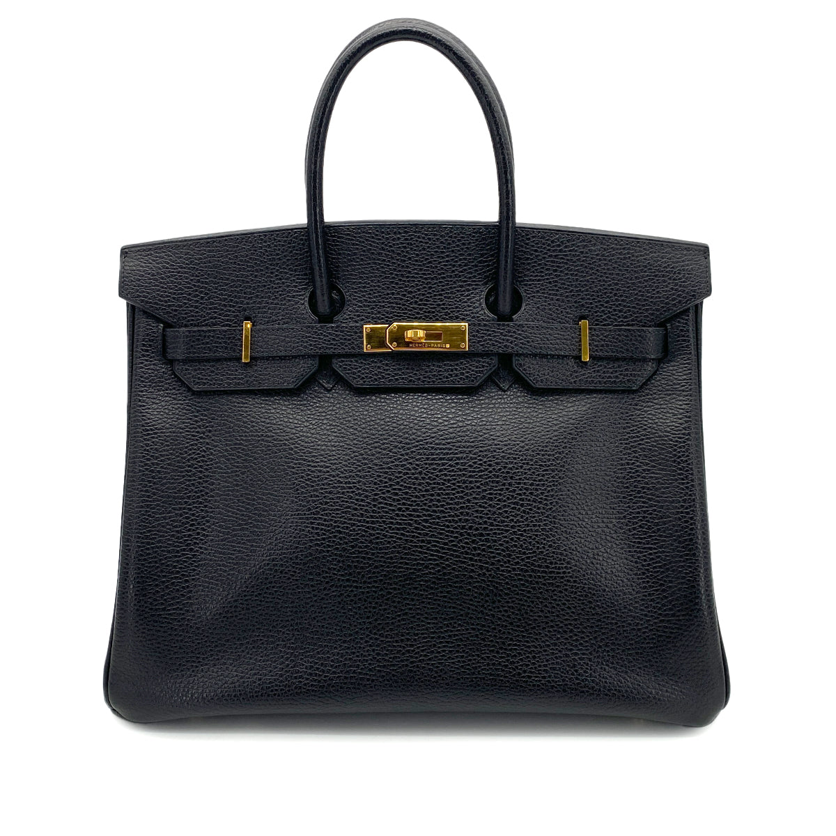 HERMES BIRKIN 35 BLACK ARDENNES HAND BAG □E GHW 90254696