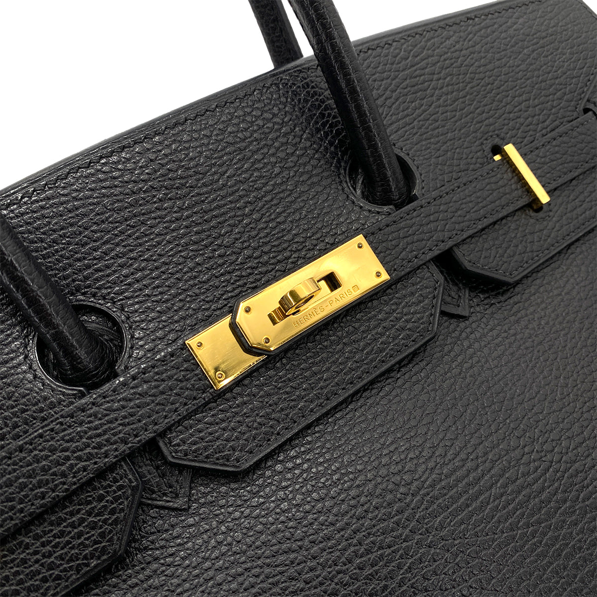 HERMES BIRKIN 35 BLACK ARDENNES HAND BAG □E GHW 90254696
