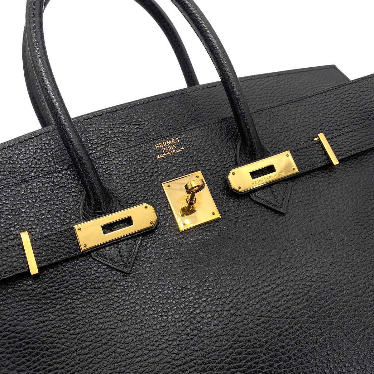 HERMES BIRKIN 35 BLACK ARDENNES HAND BAG □E GHW 90254696
