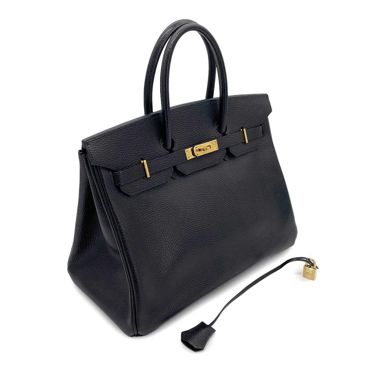 HERMES BIRKIN 35 BLACK ARDENNES HAND BAG □E GHW 90254696