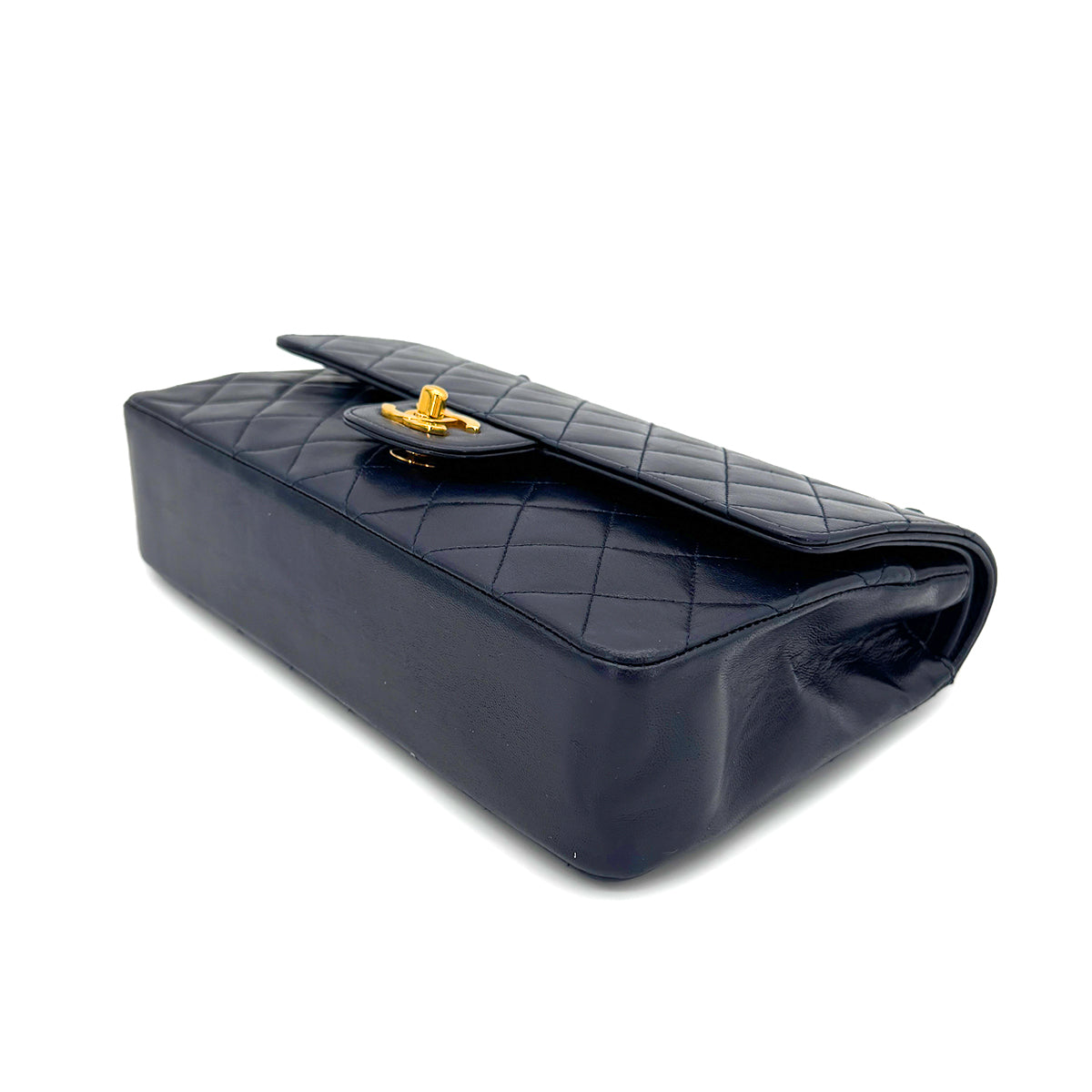 CHANEL VINTAGE MATELASSE CHAIN SHOULDER BAG NAVY LAMB SKIN 90254698