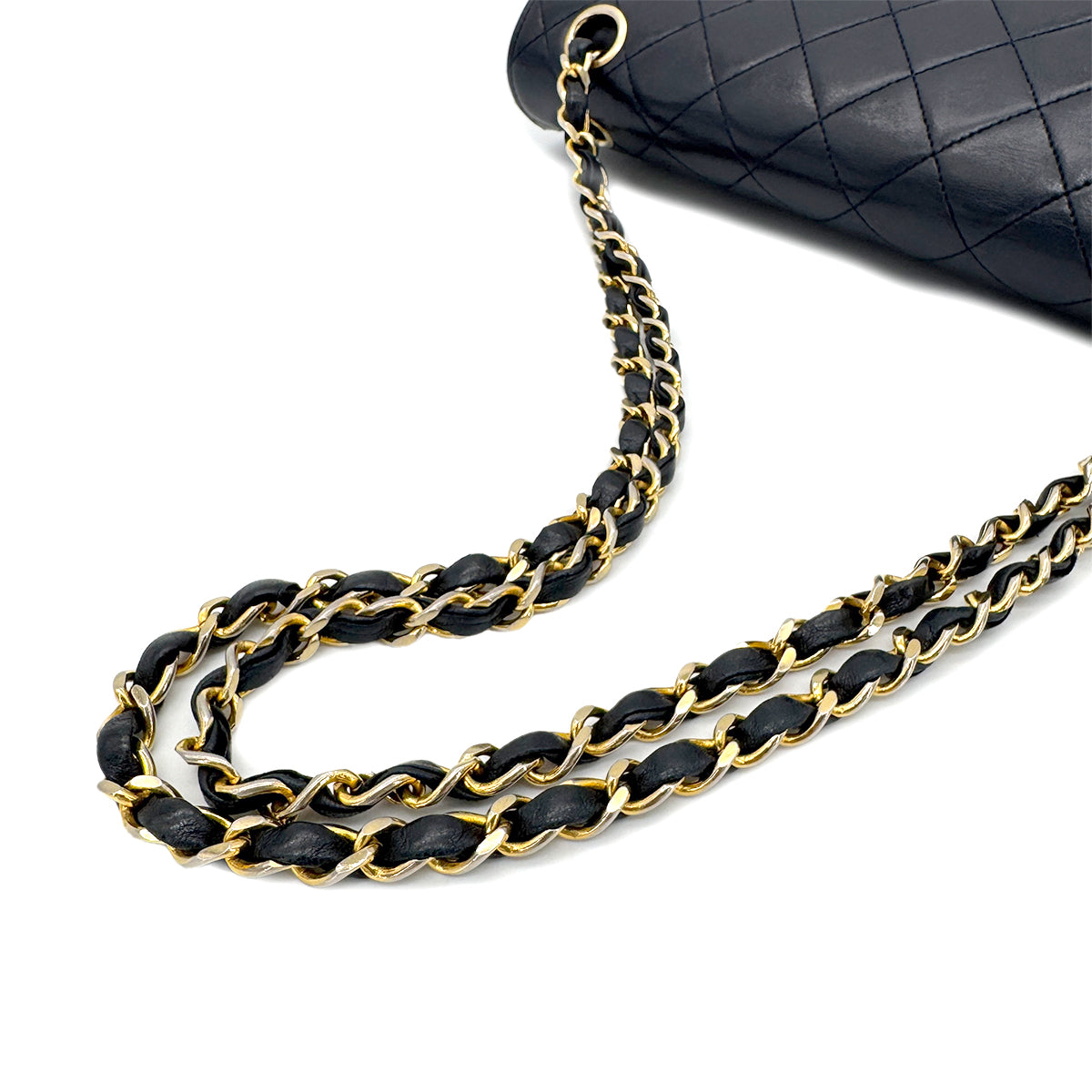 CHANEL VINTAGE MATELASSE CHAIN SHOULDER BAG NAVY LAMB SKIN 90254698
