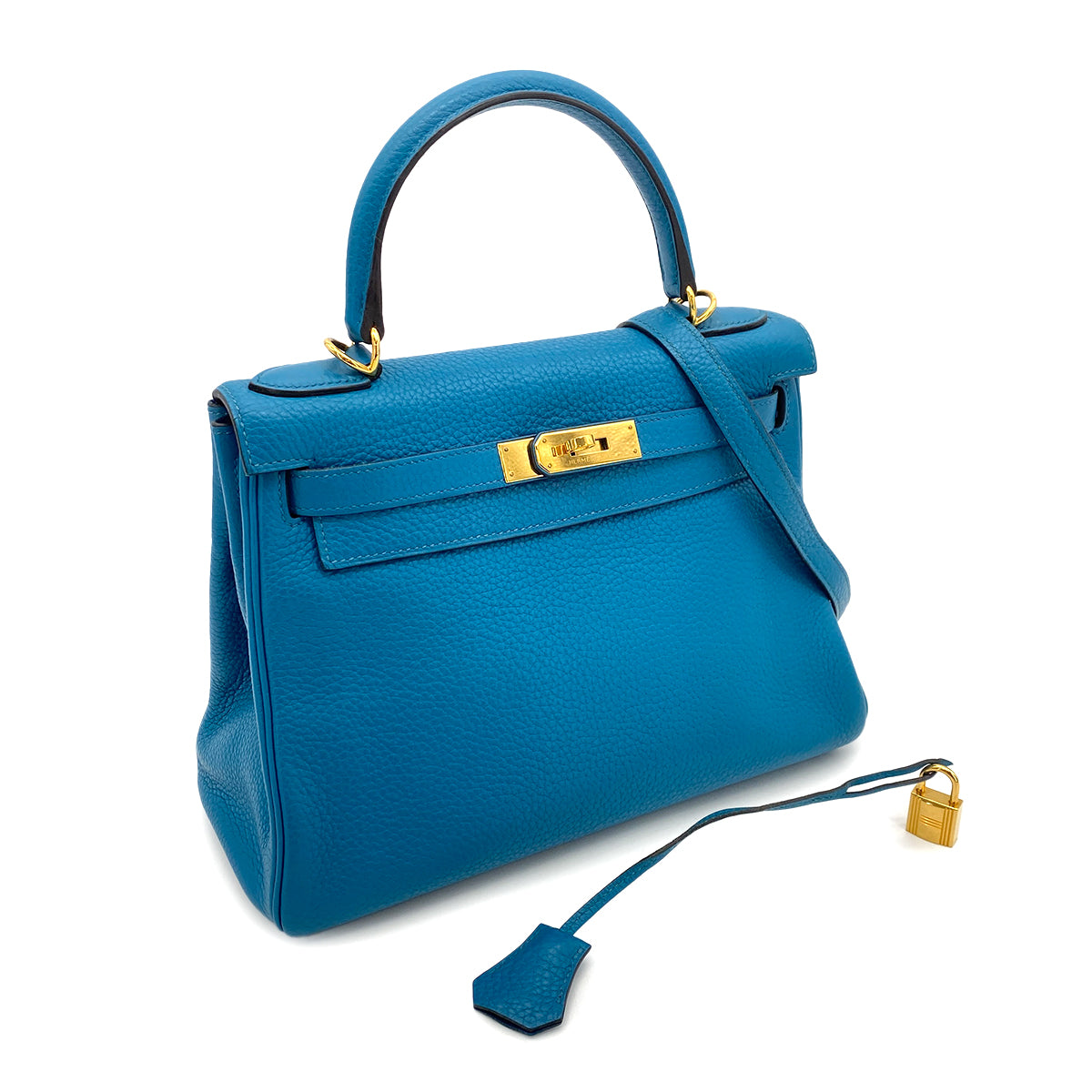 HERMES KELLY 28 RETOURNE BLUE IZMIR TAURILLON CLEMENCE HAND SHOULDER BAG □Q GHW 90254921
