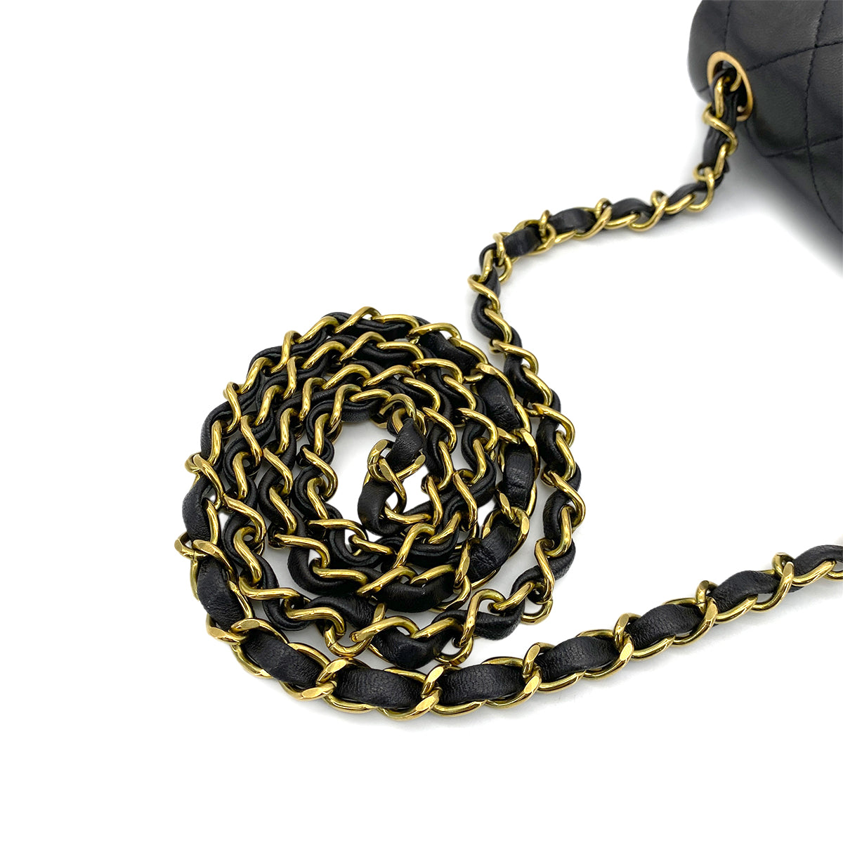 CHANEL VINTAGE MINI SQUARE 17 CHAIN SHOULDER BAG BLACK LAMB SKIN 90255073