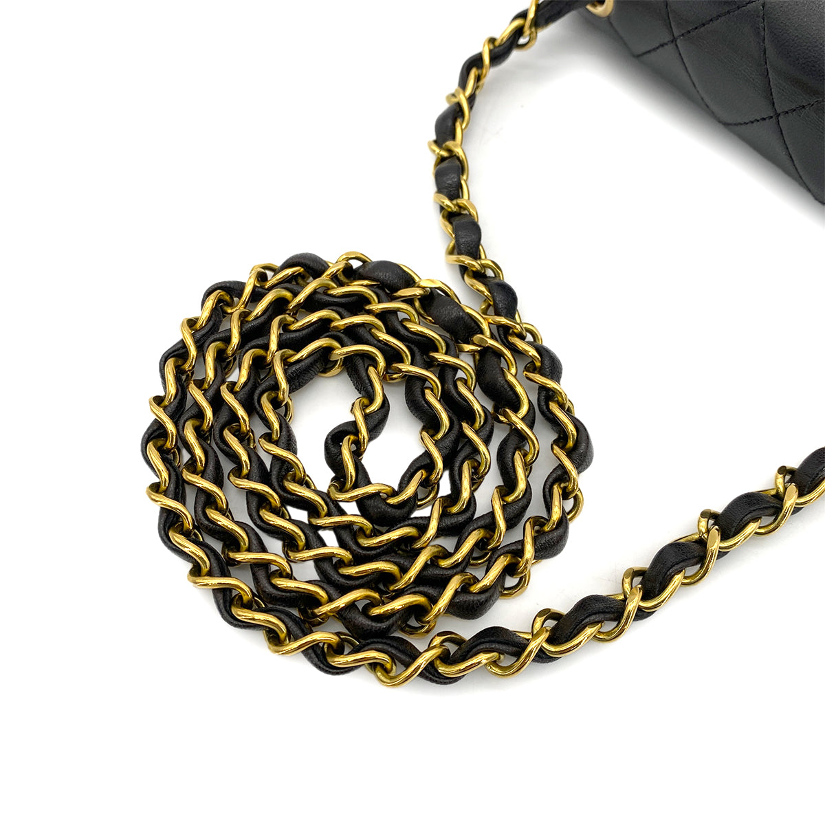 CHANEL VINTAGE MINI SQUARE 17 CHAIN SHOULDER BAG BLACK LAMB SKIN 90255074