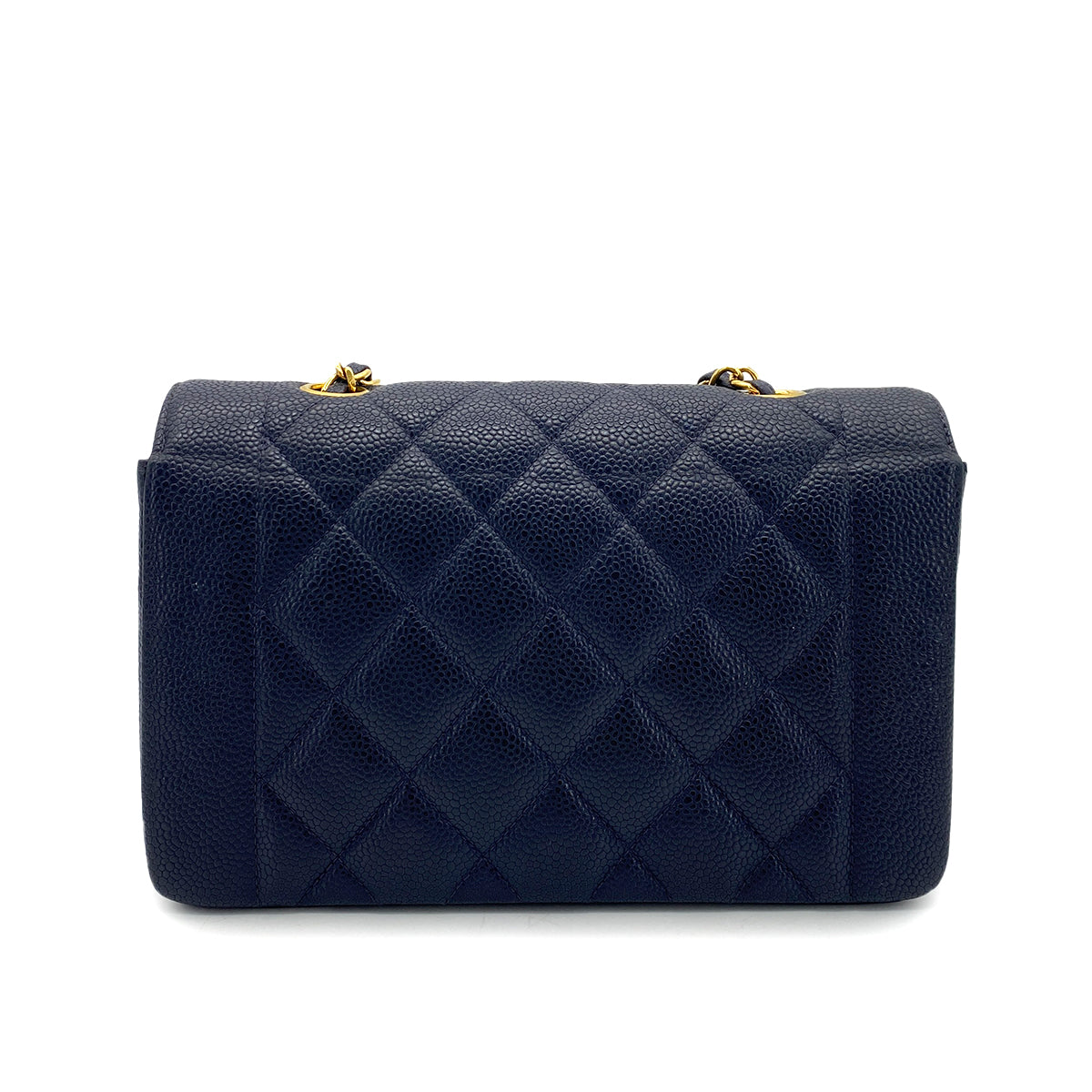 CHANEL VINTAGE DIANA SMALL CHAIN SHOULDER BAG NAVY CAVIAR SKIN 90255084