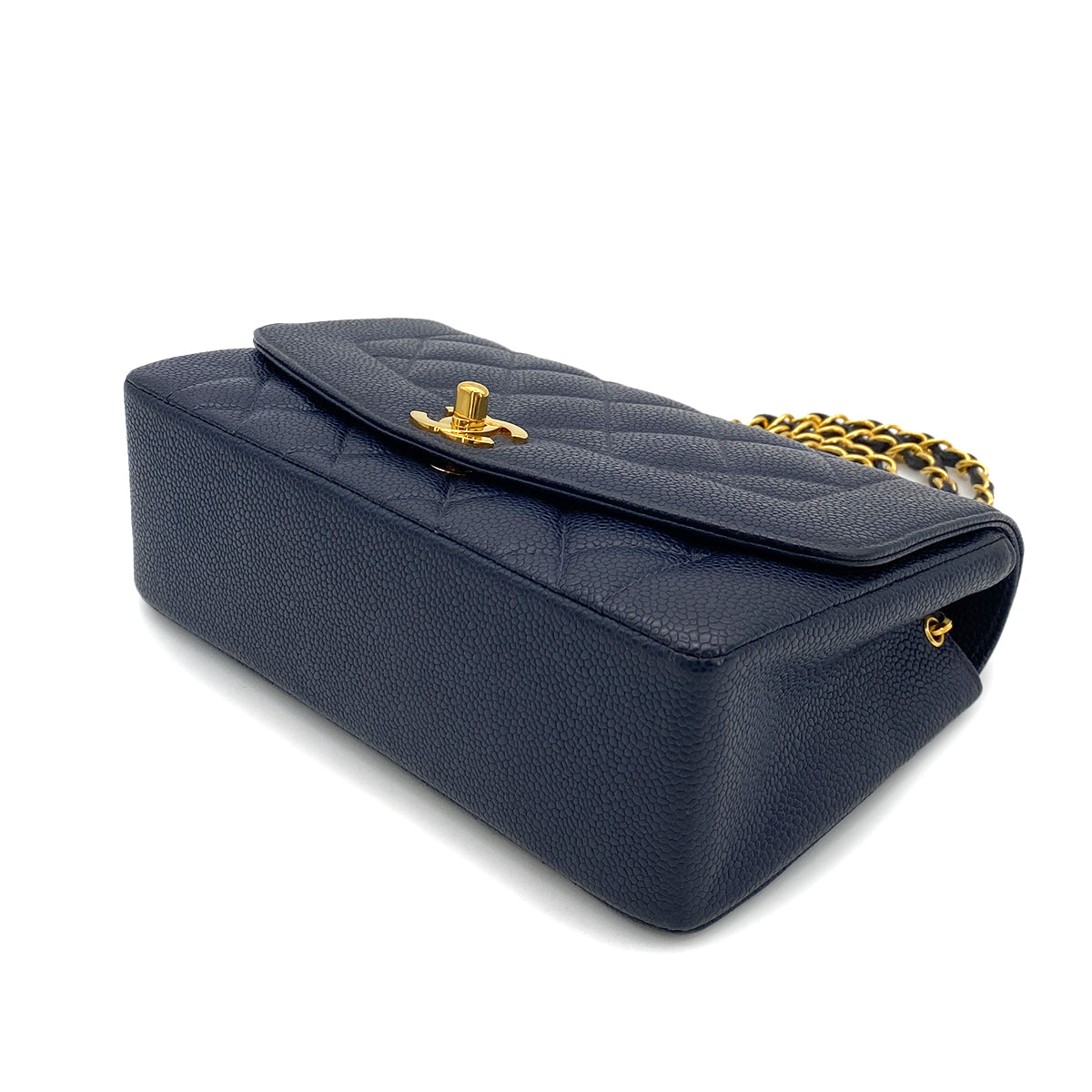 CHANEL VINTAGE DIANA SMALL CHAIN SHOULDER BAG NAVY CAVIAR SKIN 90255084