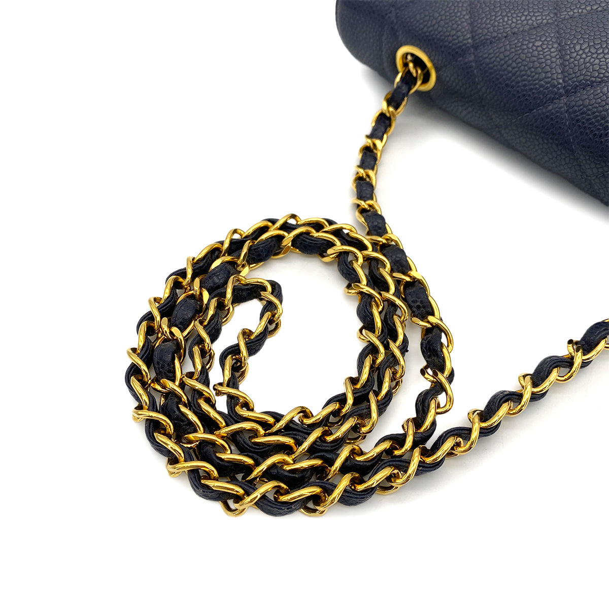 CHANEL VINTAGE DIANA SMALL CHAIN SHOULDER BAG NAVY CAVIAR SKIN 90255084