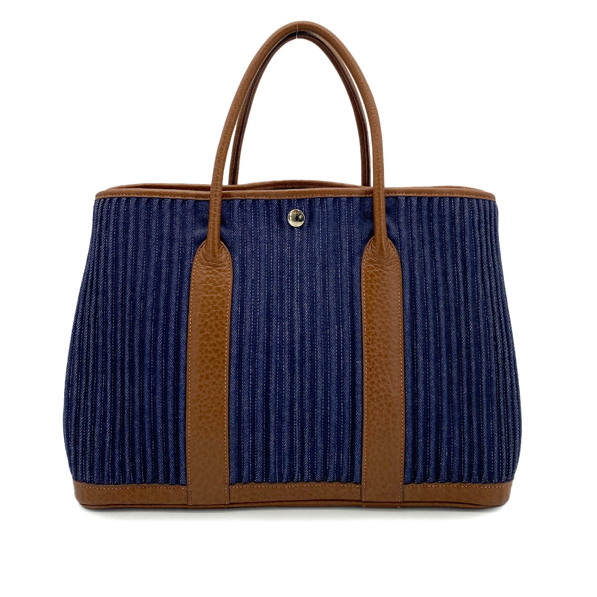 HERMES GARDEN PARTY PM TOILE DENIM CANELE NEGOTOILE HAND BAG □L 90255086