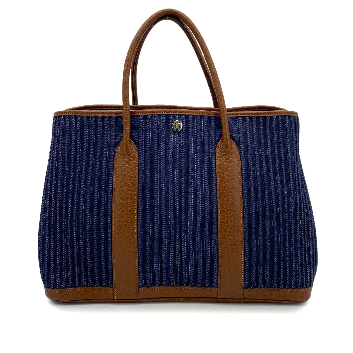 HERMES GARDEN PARTY PM TOILE DENIM CANELE NEGOTOILE HAND BAG □L 90255086