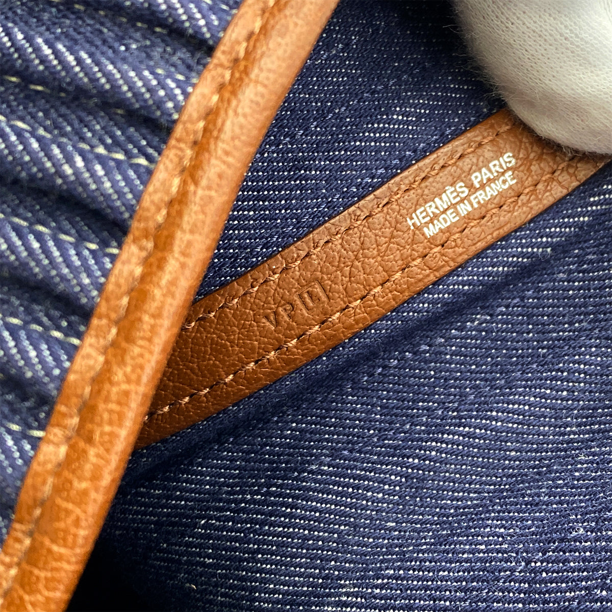 HERMES GARDEN PARTY PM TOILE DENIM CANELE NEGOTOILE HAND BAG □L 90255086