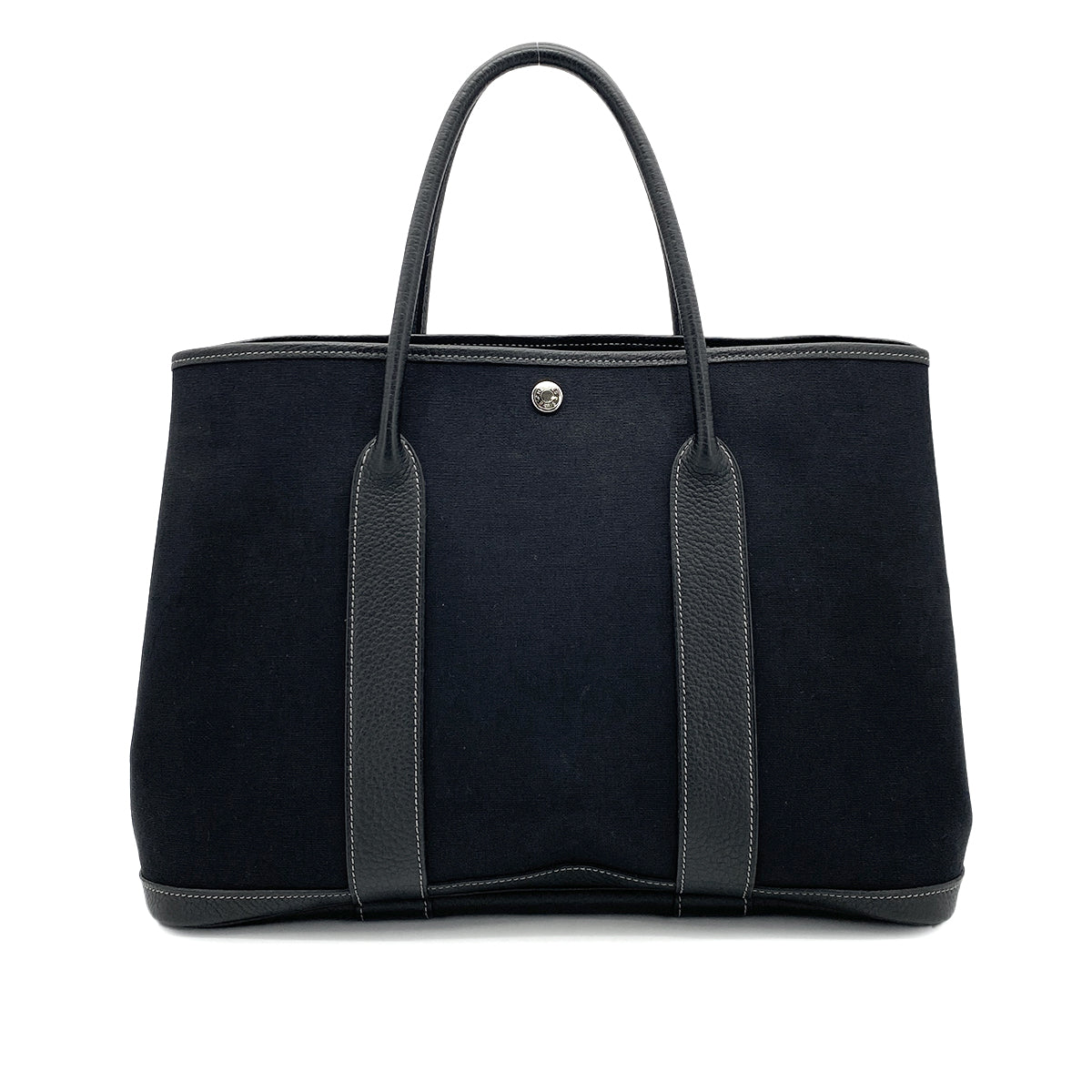 HERMES GARDEN PARTY PM BLACK TOILE OFFICIER HAND BAG □K 90255087