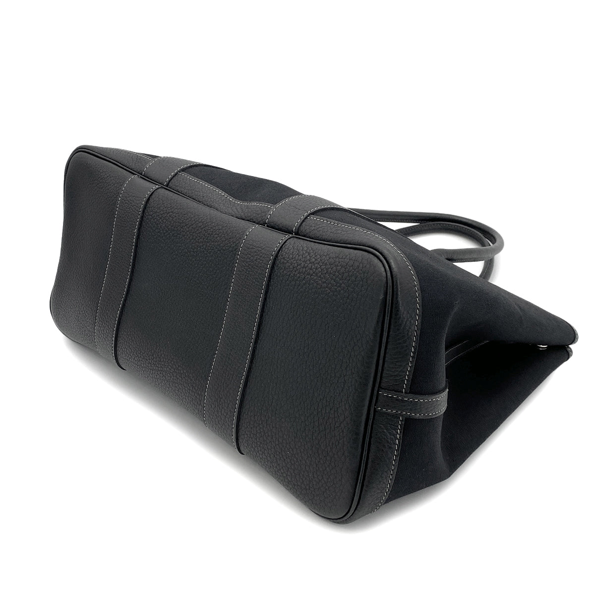 HERMES GARDEN PARTY PM BLACK TOILE OFFICIER HAND BAG □K 90255087