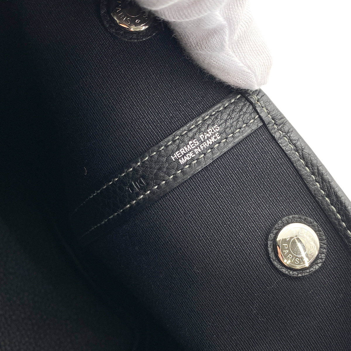 HERMES GARDEN PARTY PM BLACK TOILE OFFICIER HAND BAG □K 90255087