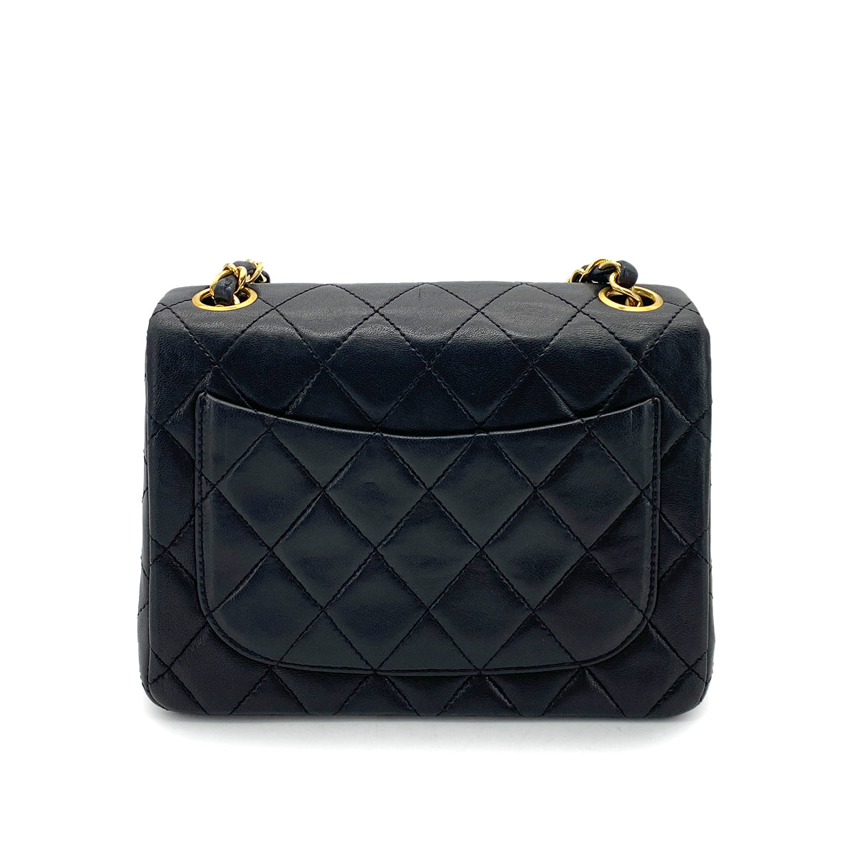 CHANEL VINTAGE MINI SQUARE 17 CHAIN SHOULDER BAG BLACK LAMB SKIN 90255092