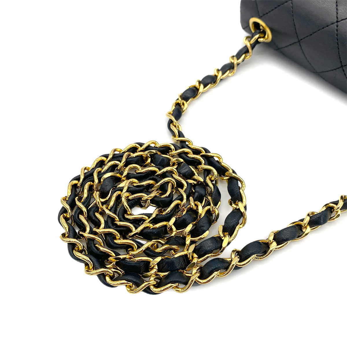 CHANEL VINTAGE MINI SQUARE 17 CHAIN SHOULDER BAG BLACK LAMB SKIN 90255092