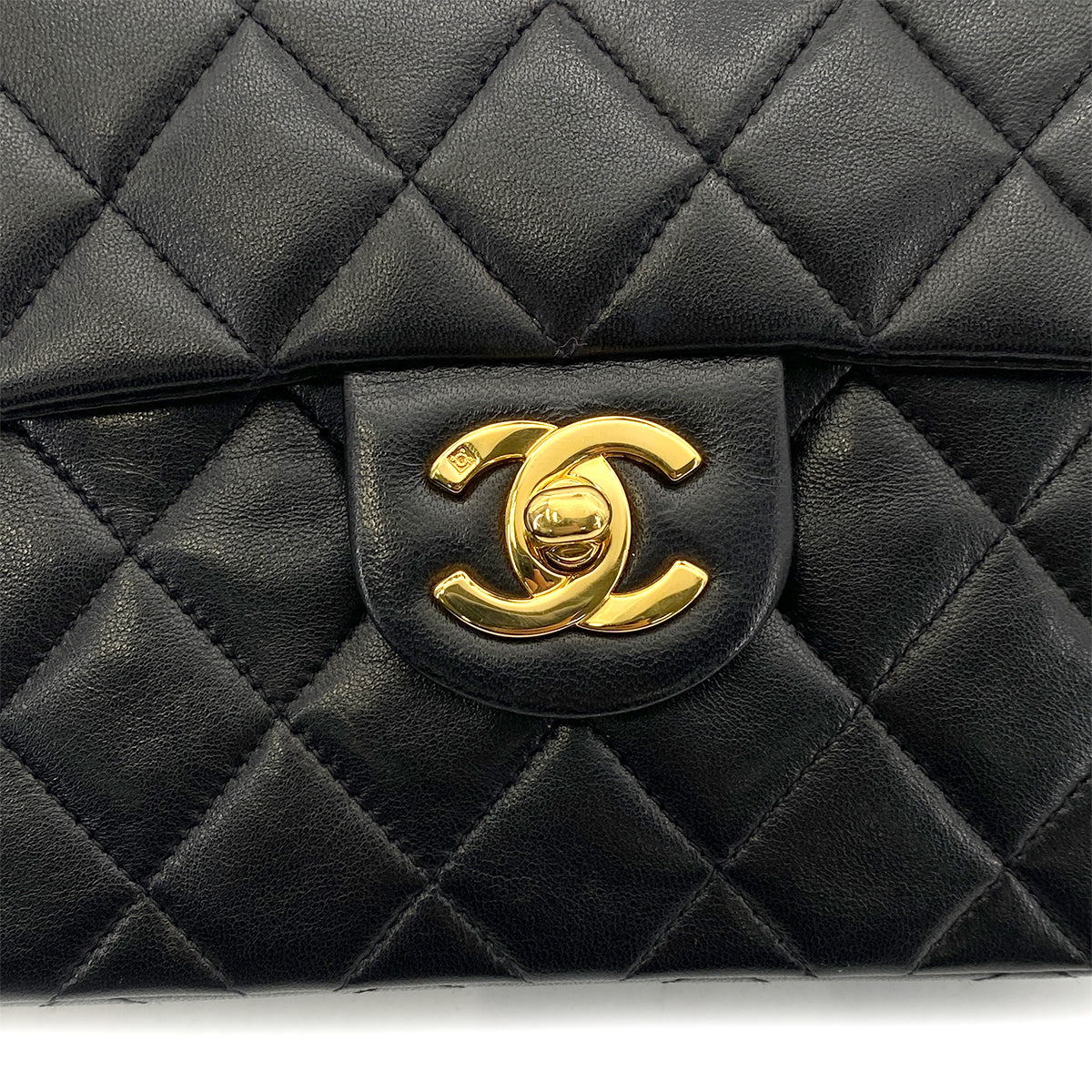 CHANEL VINTAGE MINI SQUARE 17 CHAIN SHOULDER BAG BLACK LAMB SKIN 90255093