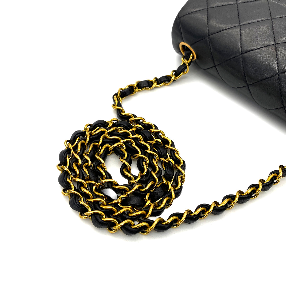 CHANEL VINTAGE MINI SQUARE 17 CHAIN SHOULDER BAG BLACK LAMB SKIN 90255093