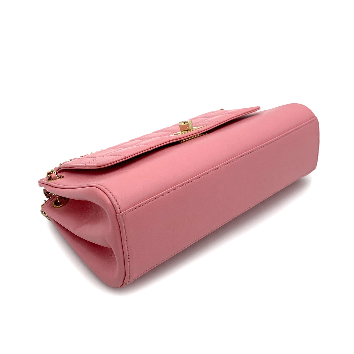 CHANEL VINTAGE 2.55 CHOCOLATE BAR CHAIN SHOULDER BAG PINK LAMB SKIN 90255095