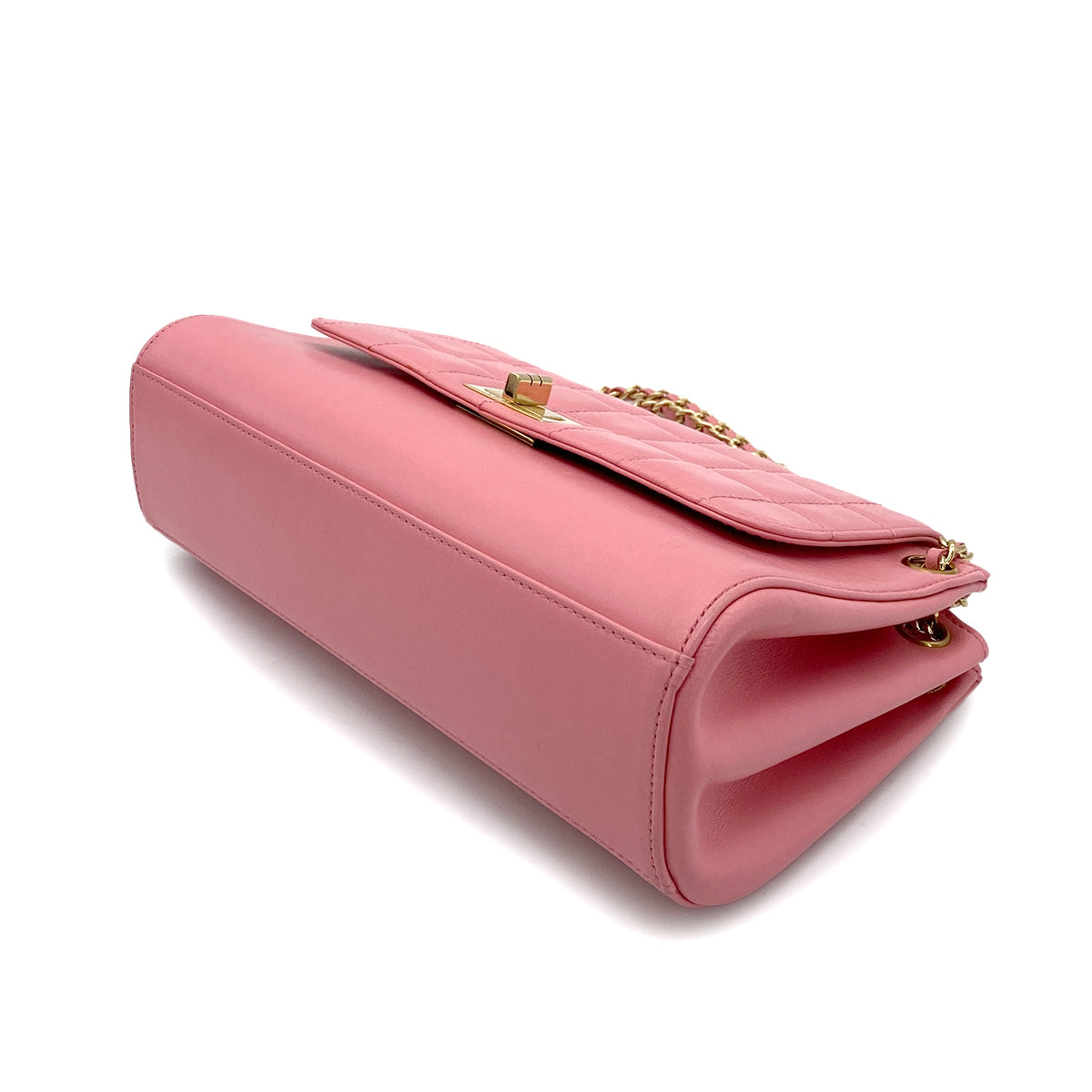 CHANEL VINTAGE 2.55 CHOCOLATE BAR CHAIN SHOULDER BAG PINK LAMB SKIN 90255095