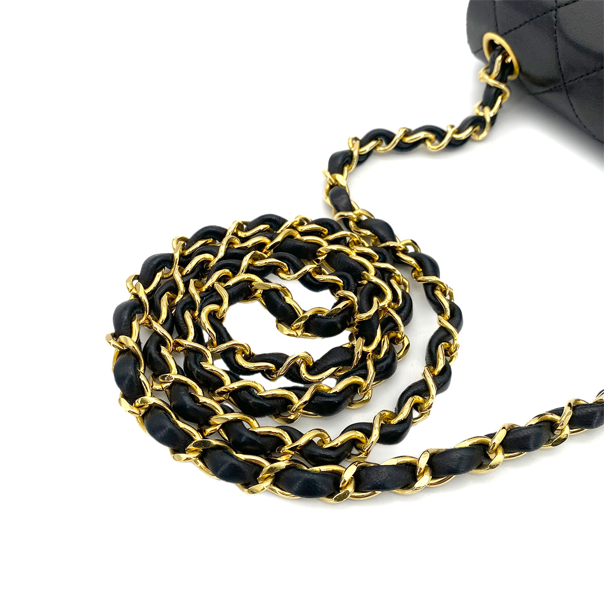 CHANEL VINTAGE MINI SQUARE 17 CHAIN SHOULDER BAG BLACK LAMB SKIN 90255097