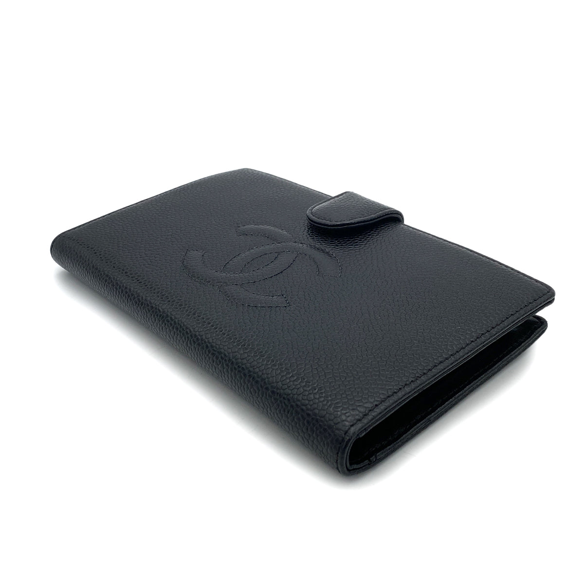 CHANEL VINTAGE BIFOLD LONG WALLET BLACK CAVIAR SKIN 90255118