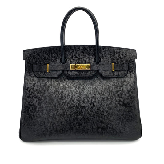 HERMES BIRKIN 35 BLACK ARDENNES HAND BAG □D GHW 90255343