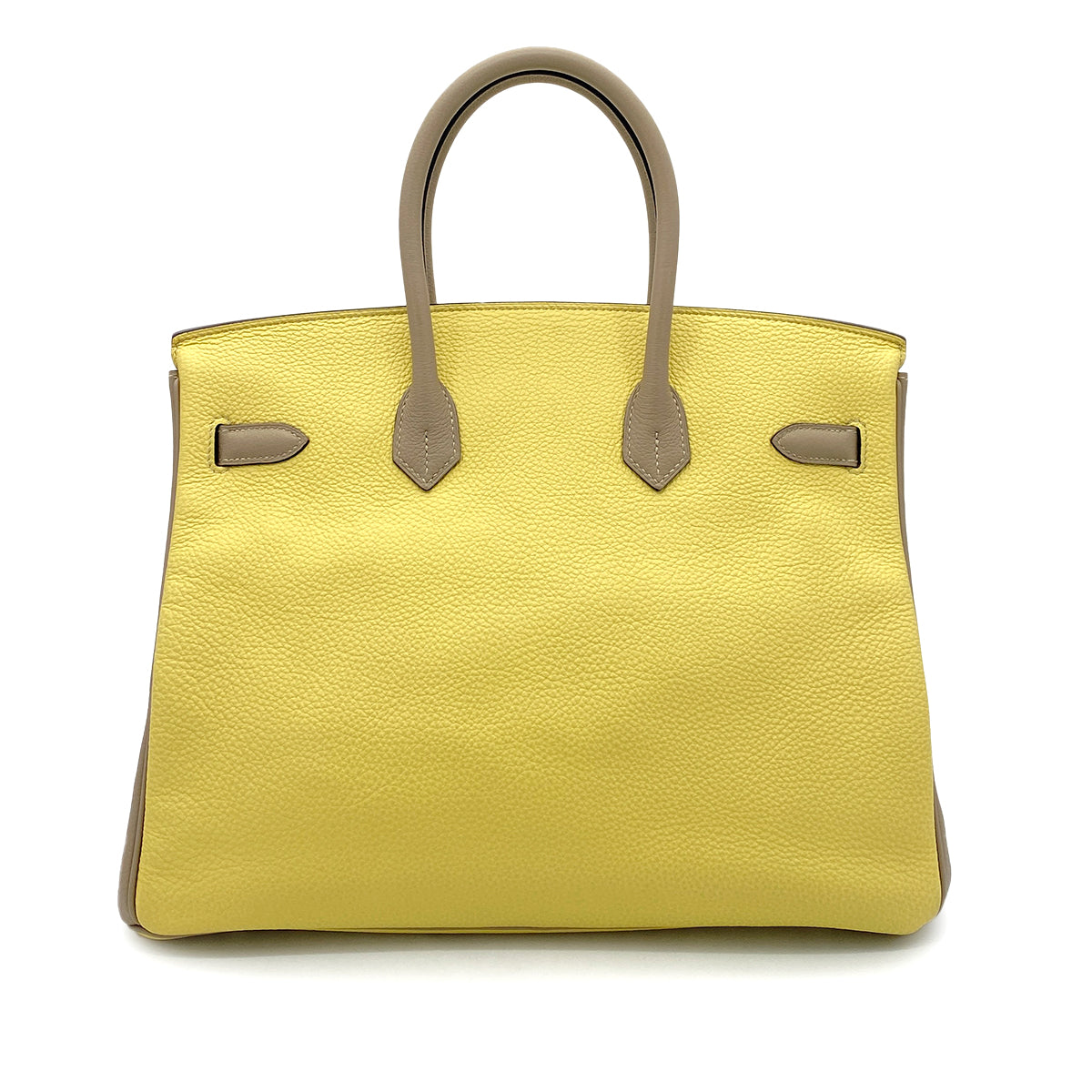 HERMES BIRKIN 35 JAUNE POUSSIN GRIS TOURTERELLE TAURILLON CLEMENCE HAND BAG T SHW SPO 90255359