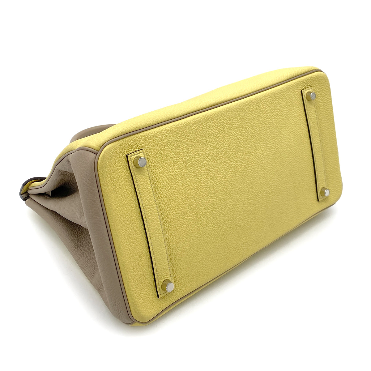 HERMES BIRKIN 35 JAUNE POUSSIN GRIS TOURTERELLE TAURILLON CLEMENCE HAND BAG T SHW SPO 90255359