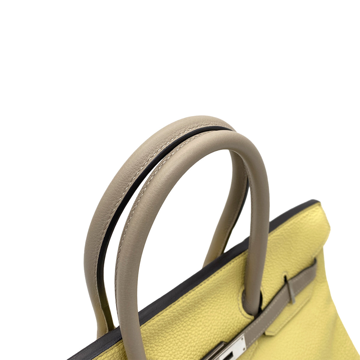 HERMES BIRKIN 35 JAUNE POUSSIN GRIS TOURTERELLE TAURILLON CLEMENCE HAND BAG T SHW SPO 90255359