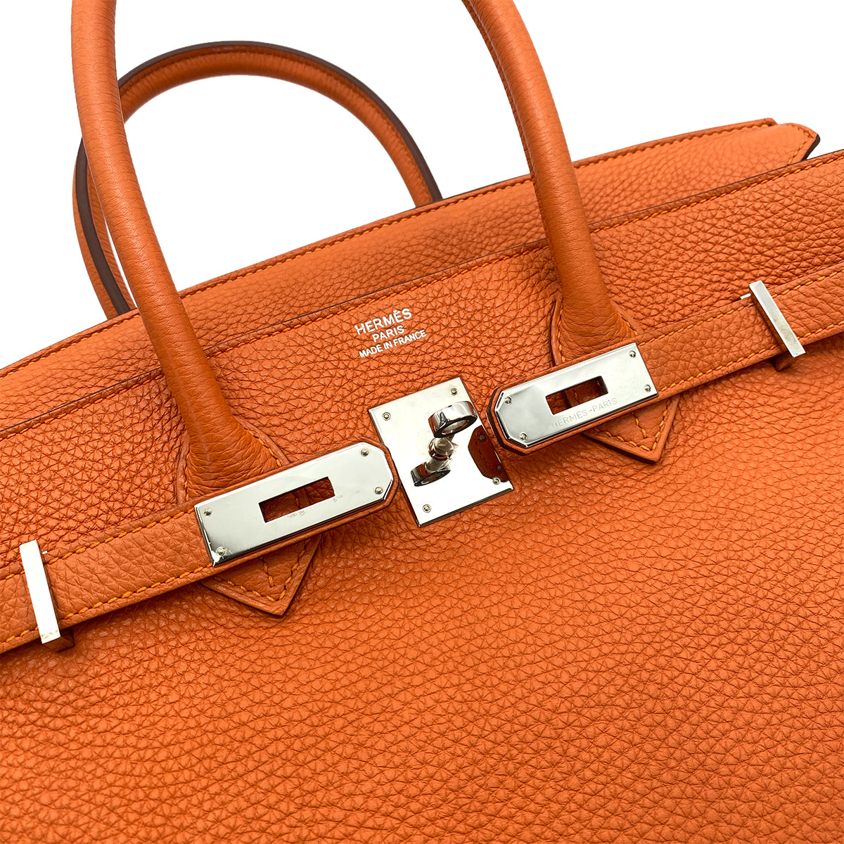 HERMES BIRKIN 35 ORANGE TAURILLON CLEMENCE HAND BAG □P SHW 90255375
